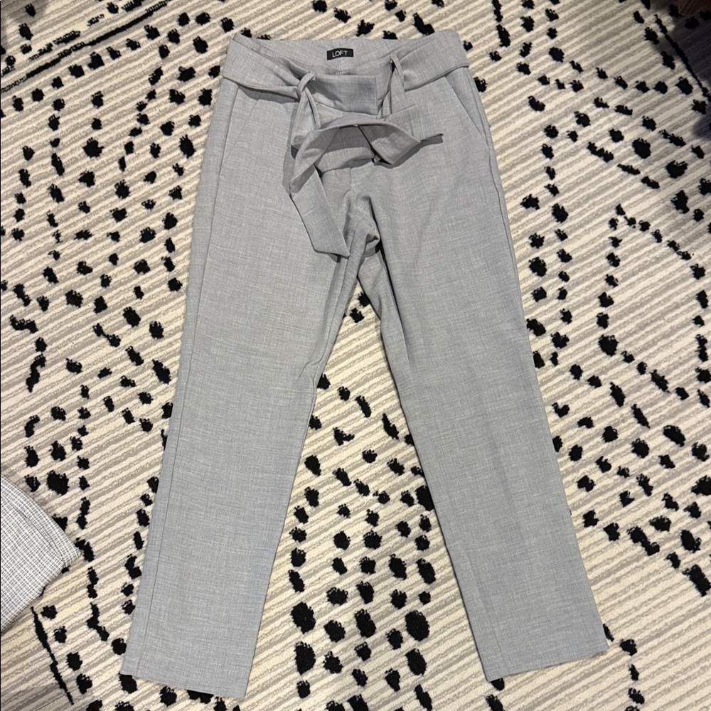 LOFT Light Gray Belted Pants
